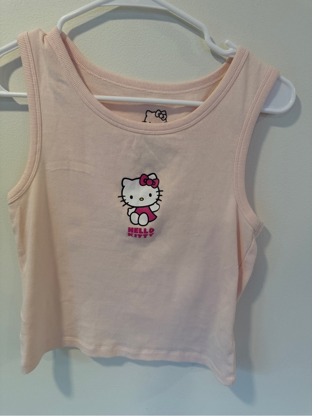 Hello Kitty Light Pink Ribbed Tank Top with Center Graphic